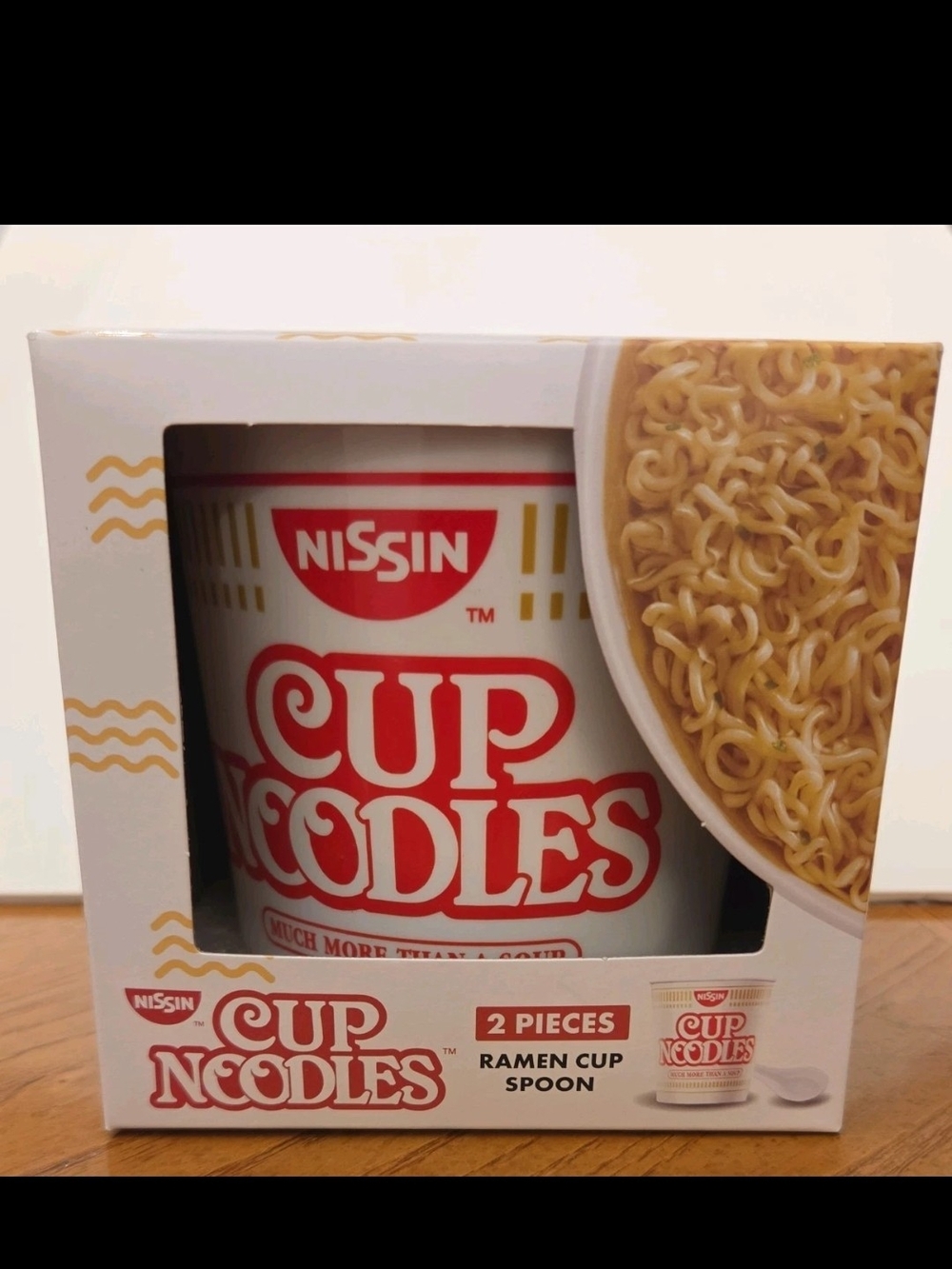 Nissin Cup Noodles Red and White Ramen Cup And Spoon Set - 2 Pieces